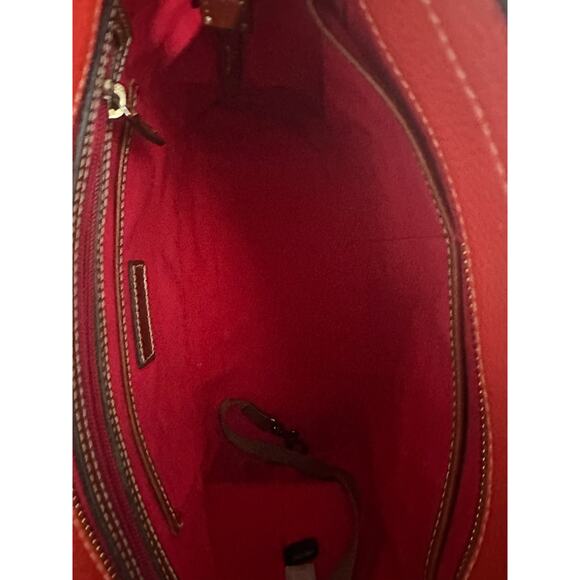 Dooney & Bourke Pebble Grain Leather Small Lexington Handbag Red Orange - Picture 7 of 9